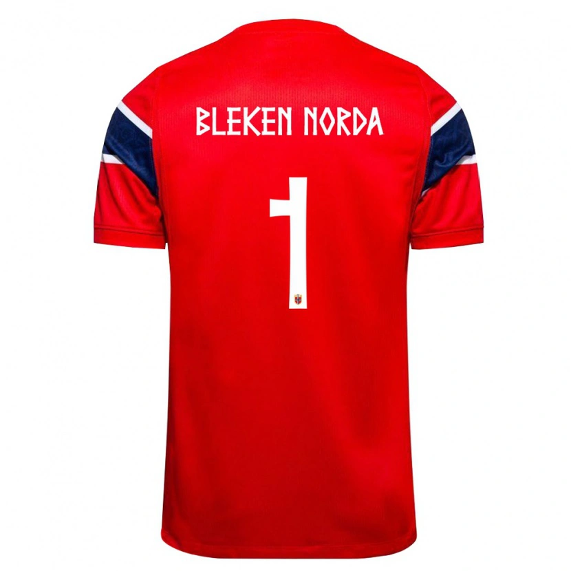 Danxen Dětské Norsko Haakon Bleken Norda #1 Červená Námořnická Bílá Domů Hráčské Dresy 26-28 Dres