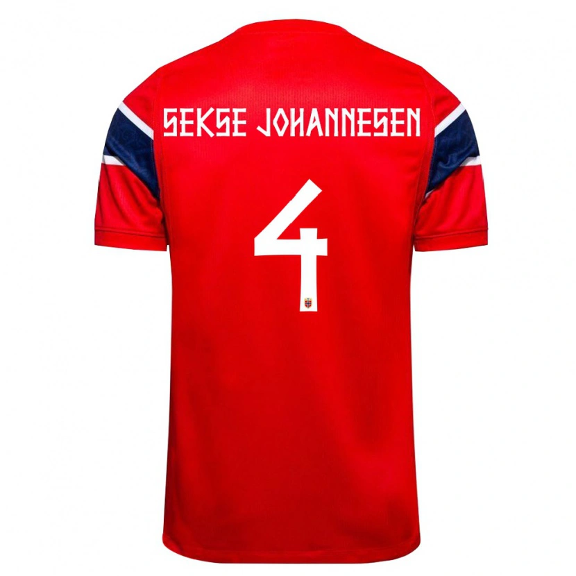 Danxen Dětské Norsko Mats Sekse Johannesen #4 Červená Námořnická Bílá Domů Hráčské Dresy 26-28 Dres