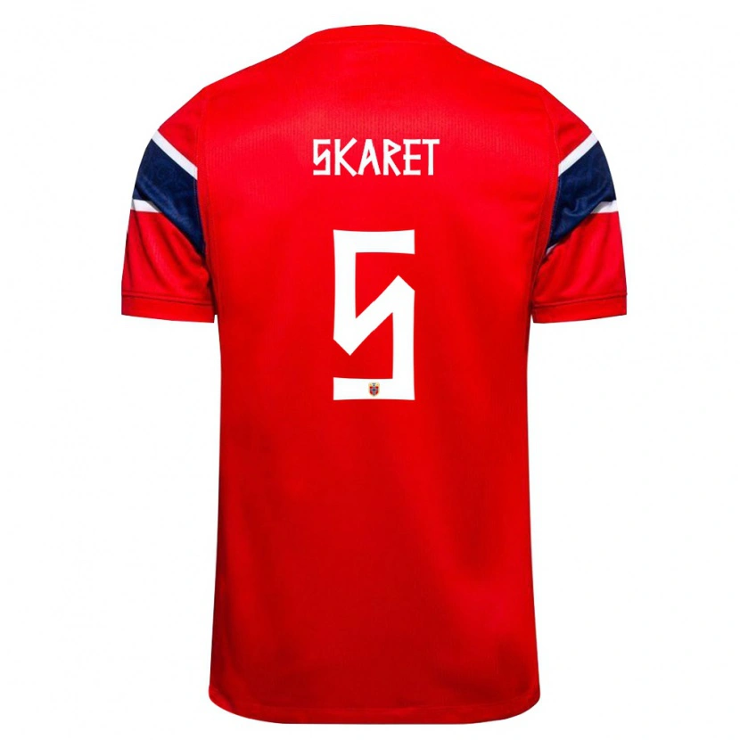 Danxen Dětské Norsko Brage Skaret #5 Červená Námořnická Bílá Domů Hráčské Dresy 26-28 Dres