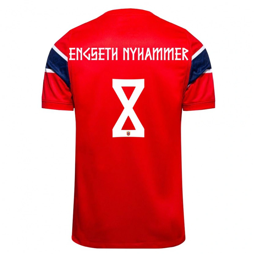 Danxen Dětské Norsko Troy Engseth Nyhammer #8 Červená Námořnická Bílá Domů Hráčské Dresy 26-28 Dres