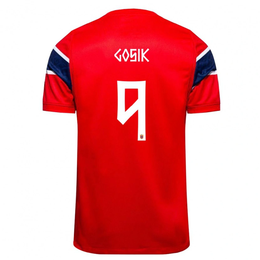 Danxen Dětské Norsko Igor Gosik #9 Červená Námořnická Bílá Domů Hráčské Dresy 26-28 Dres