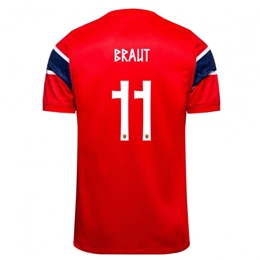 Danxen Dětské Norsko Daniel Braut #11 Červená Námořnická Bílá Domů Hráčské Dresy 26-28 Dres