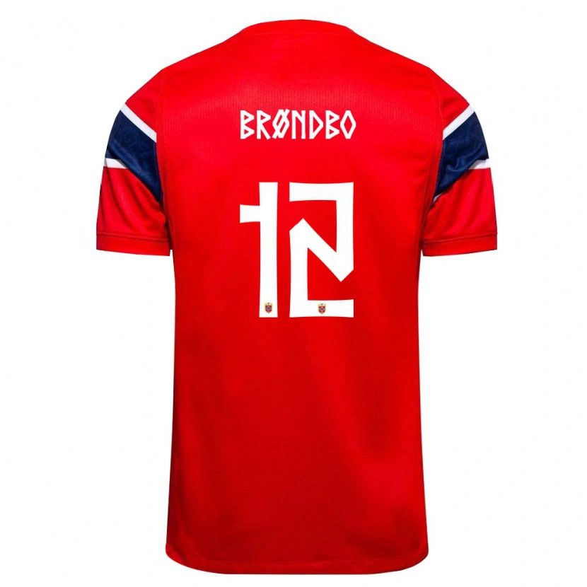 Danxen Dětské Norsko Magnus Brøndbo #12 Červená Námořnická Bílá Domů Hráčské Dresy 26-28 Dres