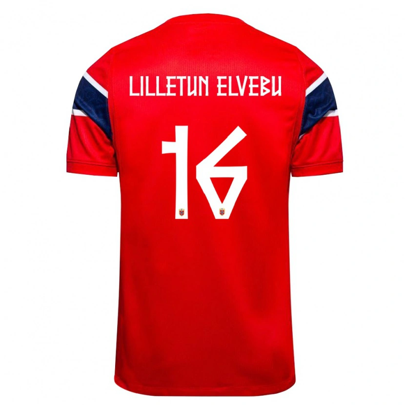 Danxen Dětské Norsko Aleksander Lilletun Elvebu #16 Červená Námořnická Bílá Domů Hráčské Dresy 26-28 Dres