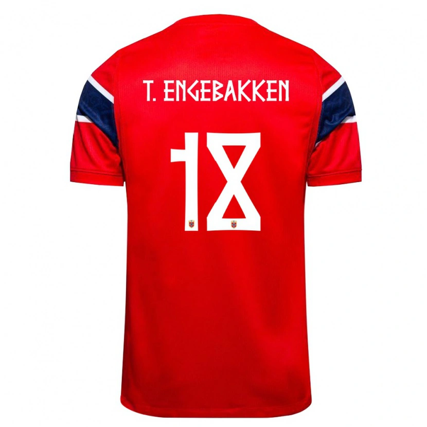 Danxen Dětské Norsko Tinus Embergsrud Engebakken #18 Červená Námořnická Bílá Domů Hráčské Dresy 26-28 Dres