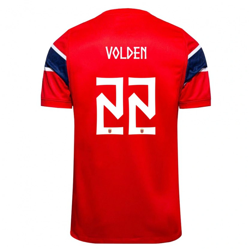 Danxen Dětské Norsko Håkon Volden #22 Červená Námořnická Bílá Domů Hráčské Dresy 26-28 Dres