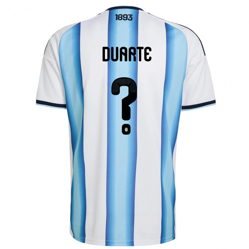 Danxen Dětské Argentina Nahuel Duarte #0 Bílá Nebeská Modrá Námořnická Domů Hráčské Dresy 26-28 Dres