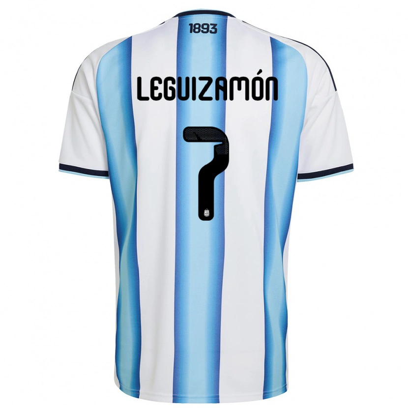 Danxen Dětské Argentina Luciano Leguizamón #7 Bílá Nebeská Modrá Námořnická Domů Hráčské Dresy 26-28 Dres