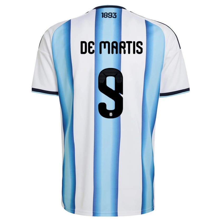 Danxen Dětské Argentina Thomás De Martis #9 Bílá Nebeská Modrá Námořnická Domů Hráčské Dresy 26-28 Dres