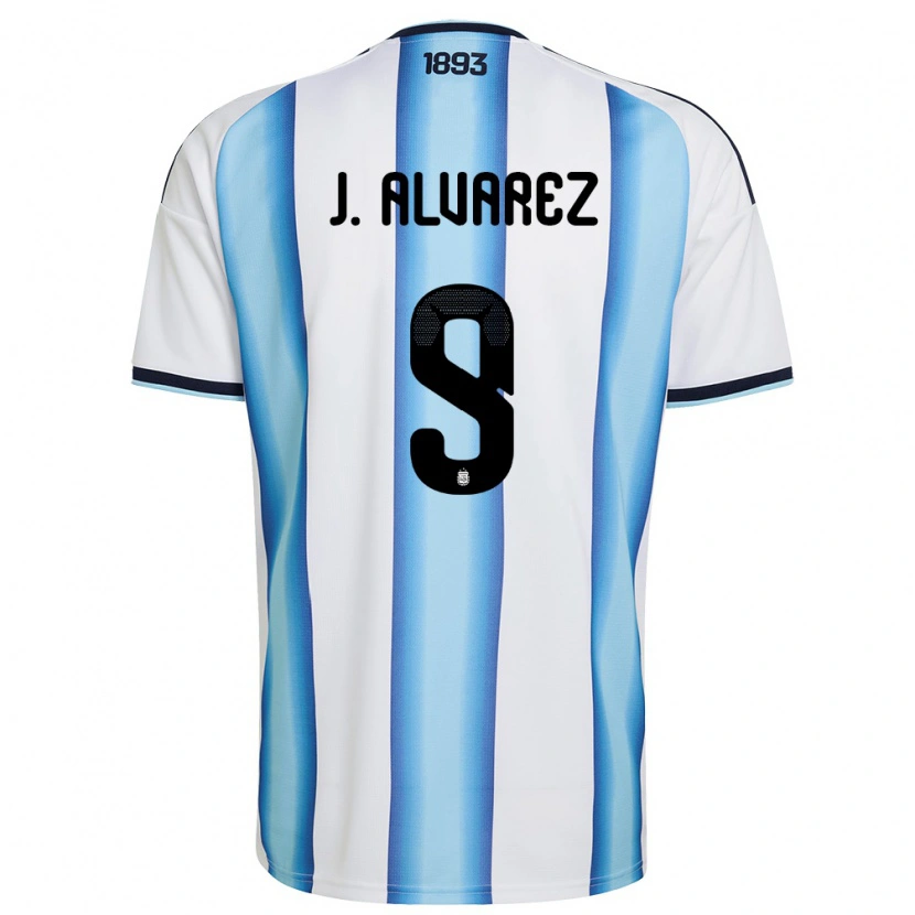 Danxen Dětské Argentina Julián Alvarez #9 Bílá Nebeská Modrá Námořnická Domů Hráčské Dresy 26-28 Dres