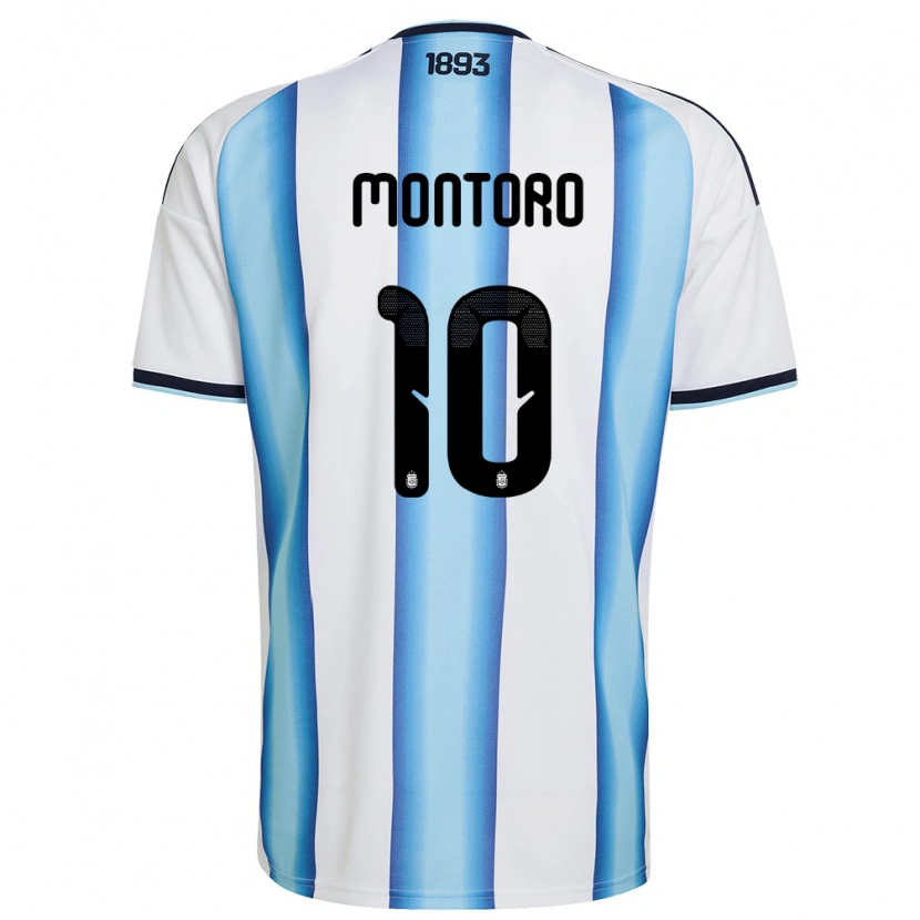 Danxen Dětské Argentina Álvaro Montoro #10 Bílá Nebeská Modrá Námořnická Domů Hráčské Dresy 26-28 Dres