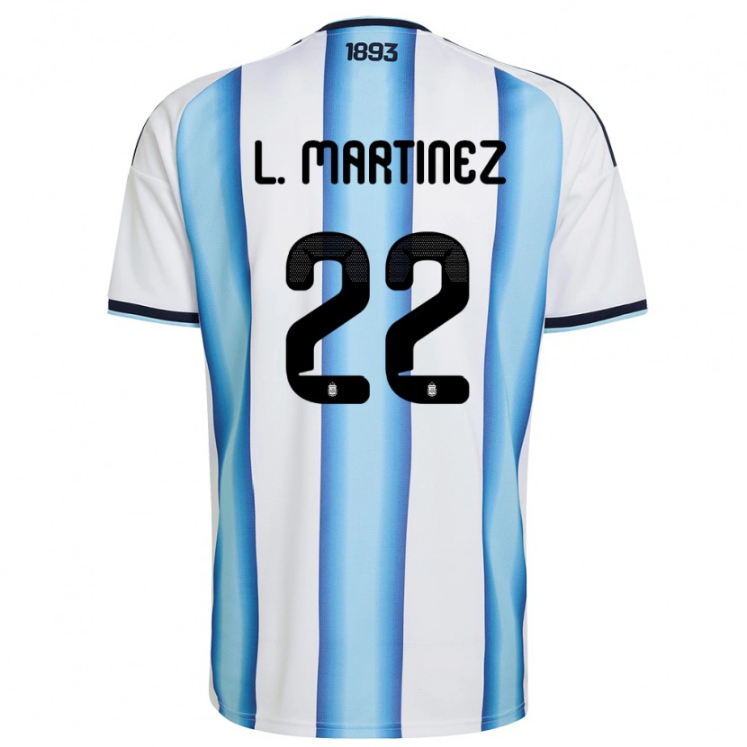 Danxen Dětské Argentina Lautaro Martínez #22 Bílá Nebeská Modrá Námořnická Domů Hráčské Dresy 26-28 Dres