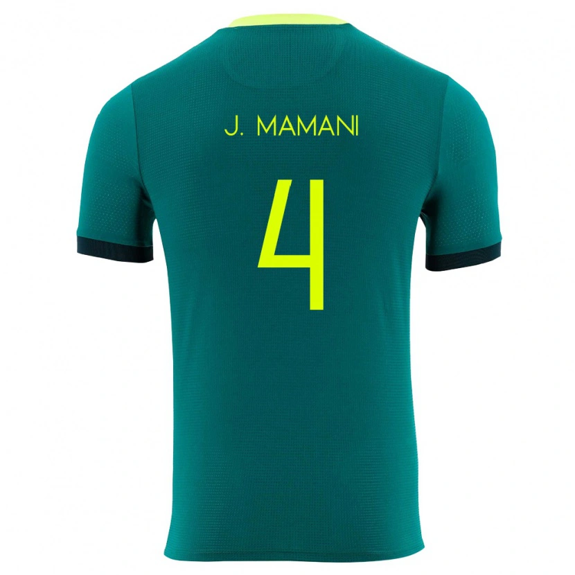 Danxen Dětské Bolívie Jhylian Mary Mamani #4 Zelená Žlutá Černá Domů Hráčské Dresy 26-28 Dres