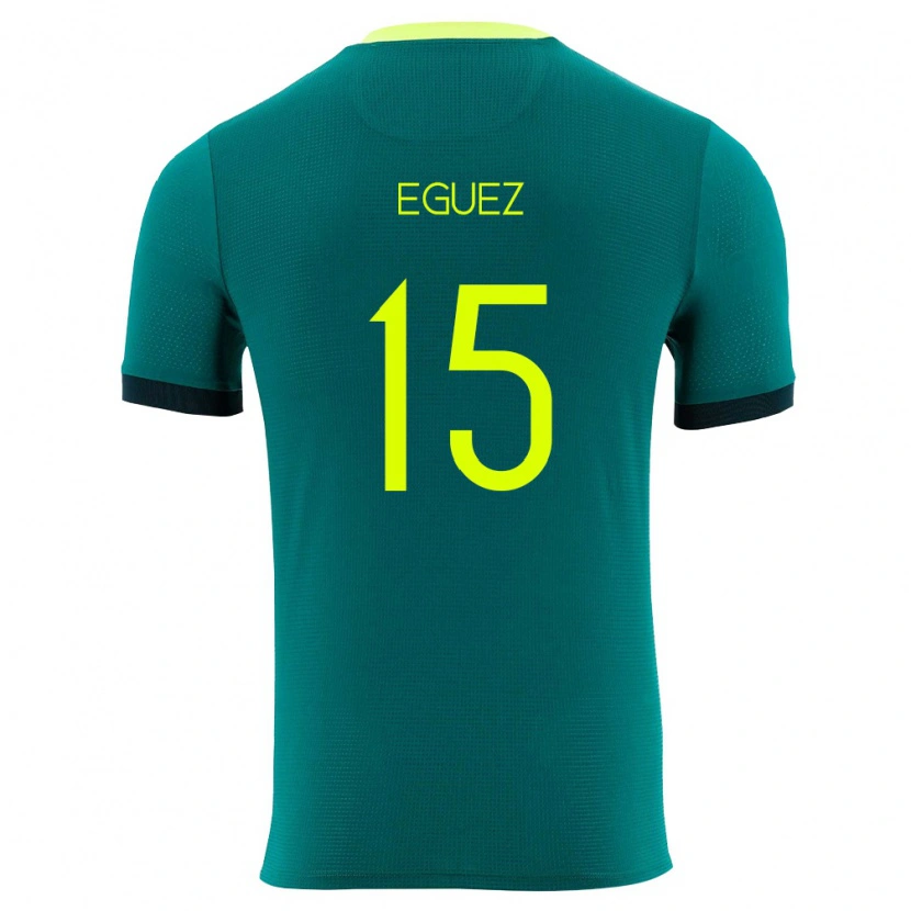 Danxen Dětské Bolívie Ramiro Eguez #15 Zelená Žlutá Černá Domů Hráčské Dresy 26-28 Dres