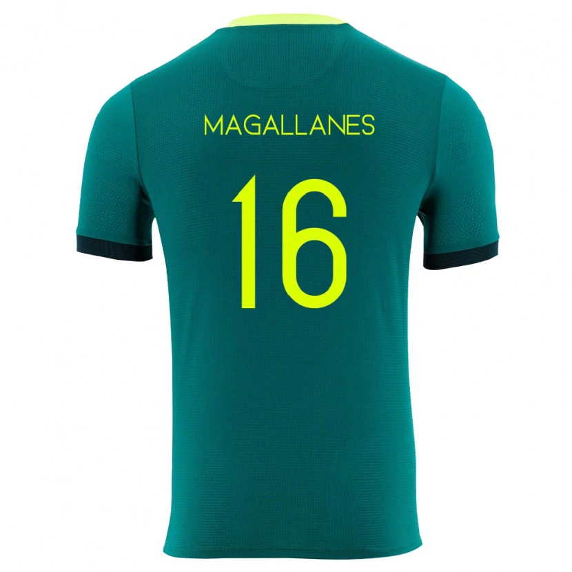 Danxen Dětské Bolívie Juan Magallanes #16 Zelená Žlutá Černá Domů Hráčské Dresy 26-28 Dres