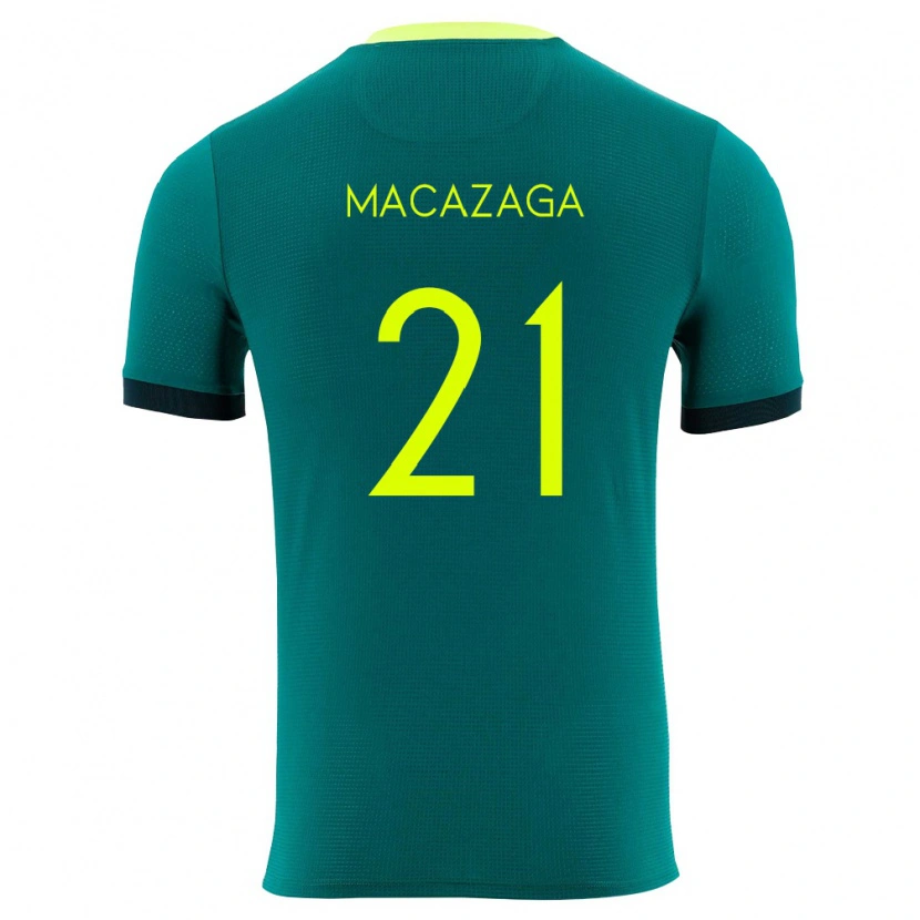 Danxen Dětské Bolívie Lucas Macazaga #21 Zelená Žlutá Černá Domů Hráčské Dresy 26-28 Dres