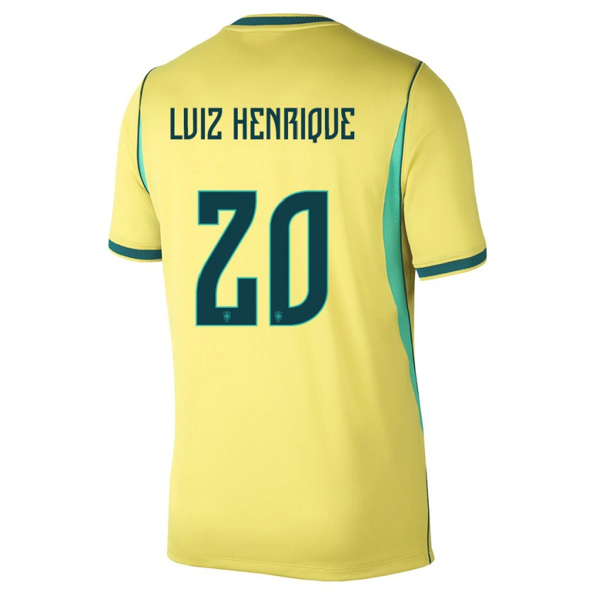 Danxen Dětské Brazílie Luiz Henrique #20 Žlutá Zelená Domů Hráčské Dresy 26-28 Dres
