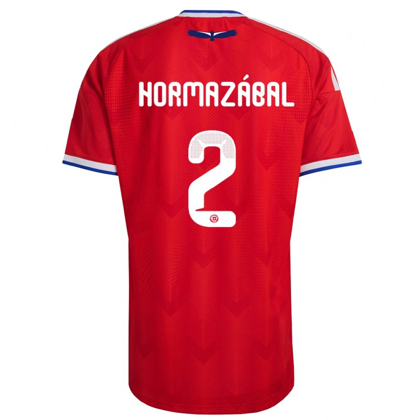 Danxen Dětské Chile Fabián Hormazábal #2 Červená Bílá Modrá Domů Hráčské Dresy 26-28 Dres