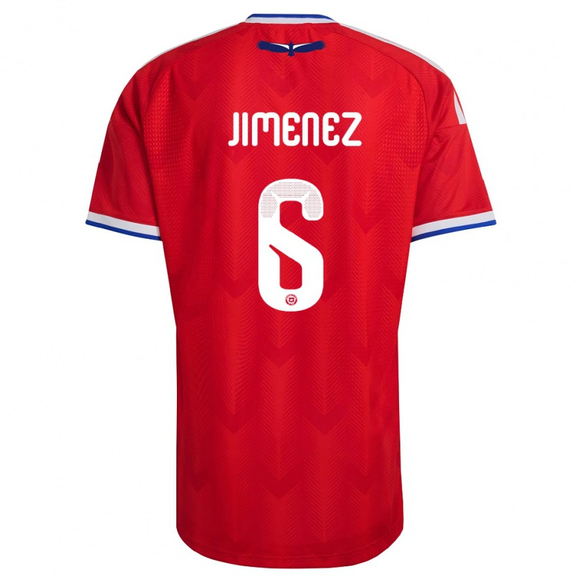 Danxen Dětské Chile Yastin Jiménez #6 Červená Bílá Modrá Domů Hráčské Dresy 26-28 Dres