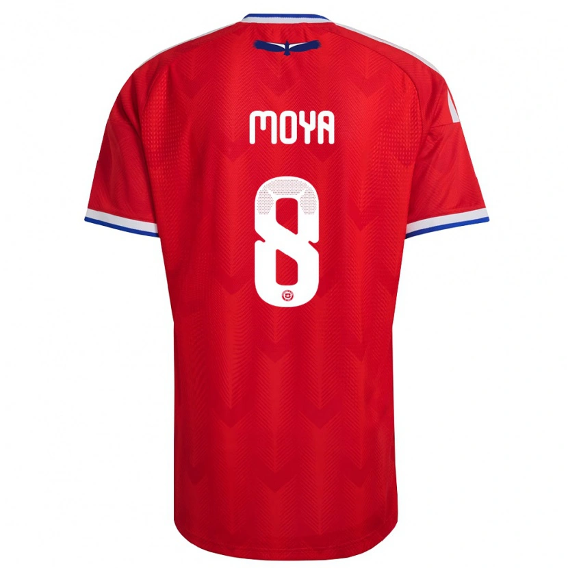 Danxen Dětské Chile Flavio Moya #8 Červená Bílá Modrá Domů Hráčské Dresy 26-28 Dres