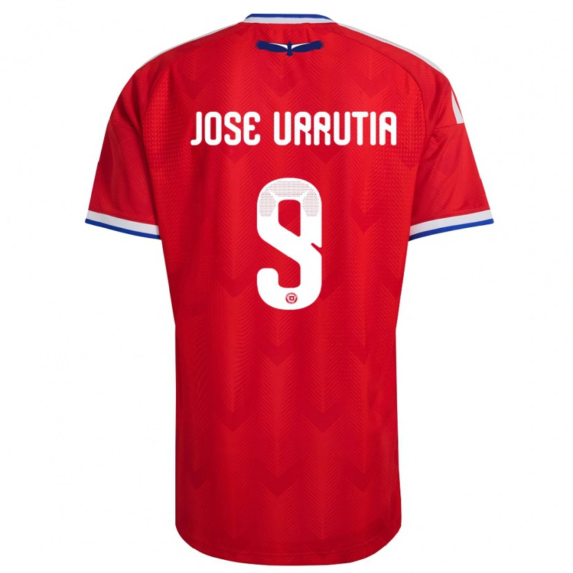 Danxen Dětské Chile María José Urrutia #9 Červená Bílá Modrá Domů Hráčské Dresy 26-28 Dres