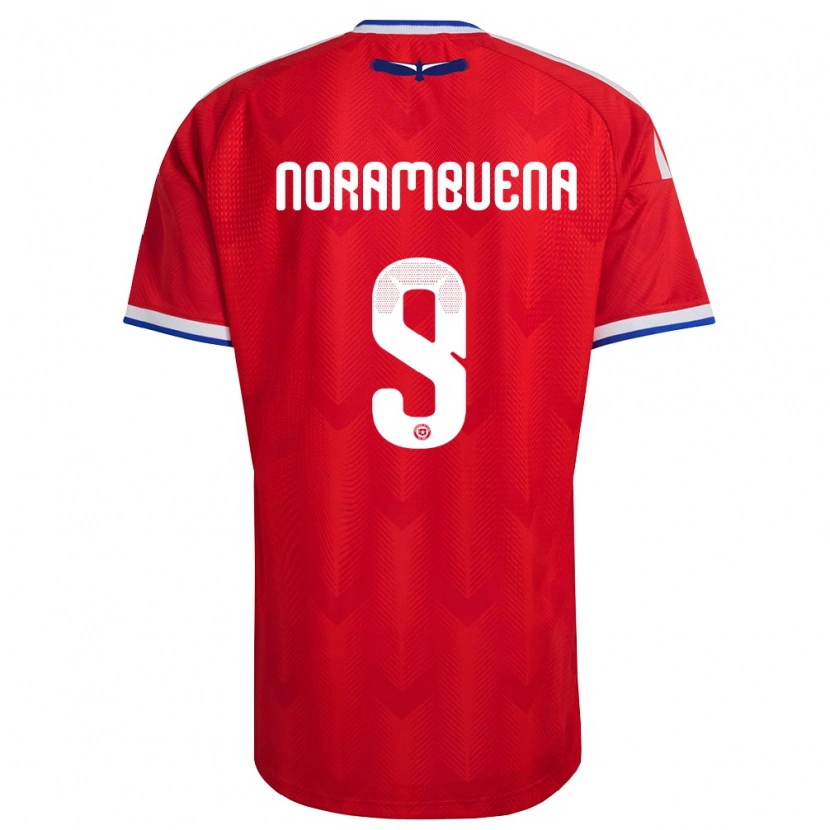 Danxen Dětské Chile Gabriel Norambuena #9 Červená Bílá Modrá Domů Hráčské Dresy 26-28 Dres