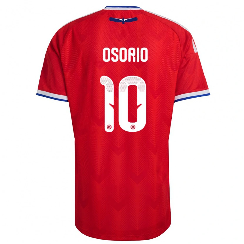 Danxen Dětské Chile Darío Osorio #10 Červená Bílá Modrá Domů Hráčské Dresy 26-28 Dres