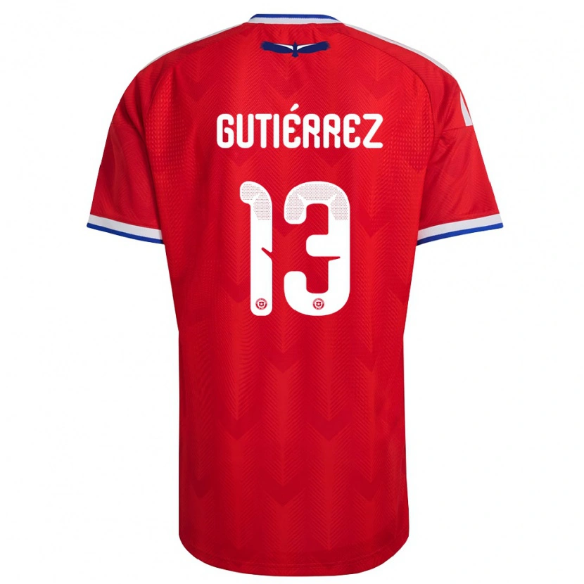 Danxen Dětské Chile Javier Gutiérrez #13 Červená Bílá Modrá Domů Hráčské Dresy 26-28 Dres