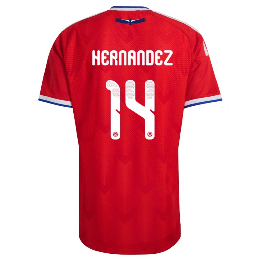 Danxen Dětské Chile Leandro Hernández #14 Červená Bílá Modrá Domů Hráčské Dresy 26-28 Dres