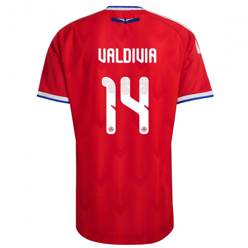 Danxen Dětské Chile Felipe Valdivia #14 Červená Bílá Modrá Domů Hráčské Dresy 26-28 Dres