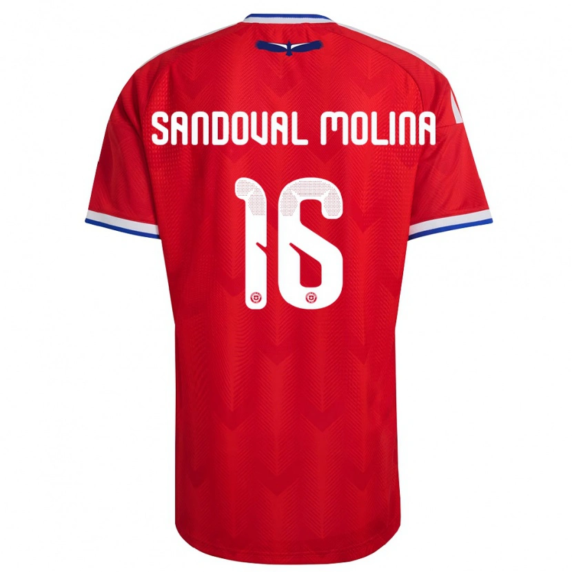Danxen Dětské Chile Mario Sandoval #16 Červená Bílá Modrá Domů Hráčské Dresy 26-28 Dres