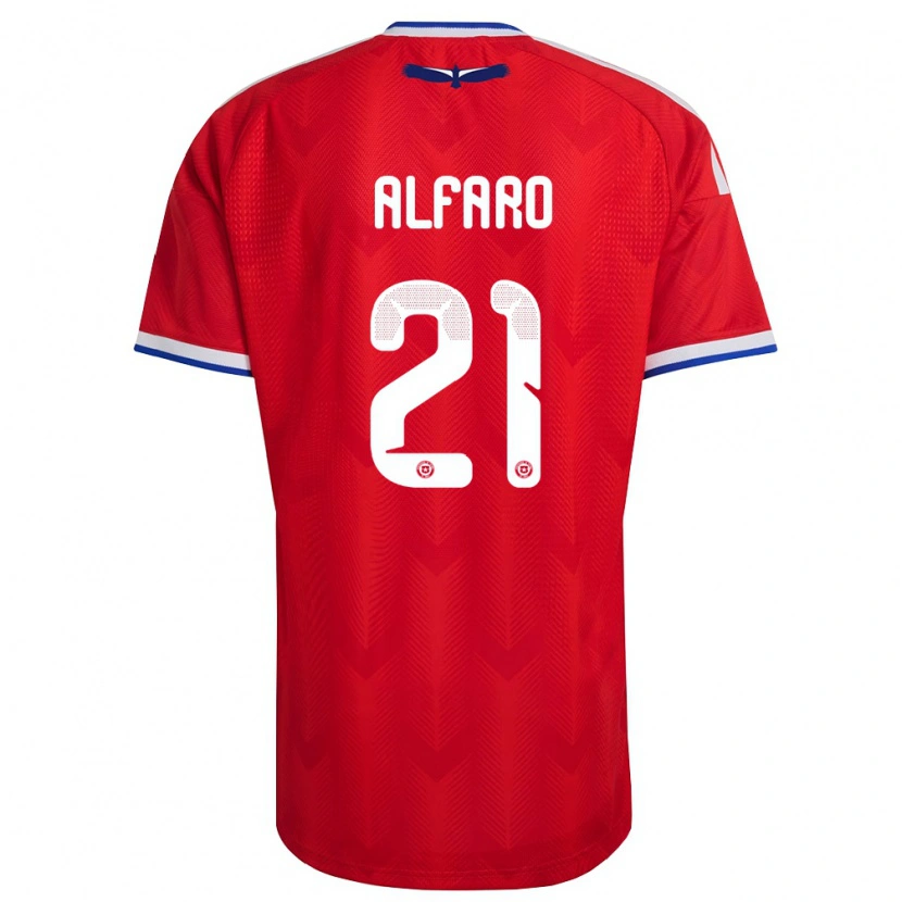 Danxen Dětské Chile Julián Alfaro #21 Červená Bílá Modrá Domů Hráčské Dresy 26-28 Dres