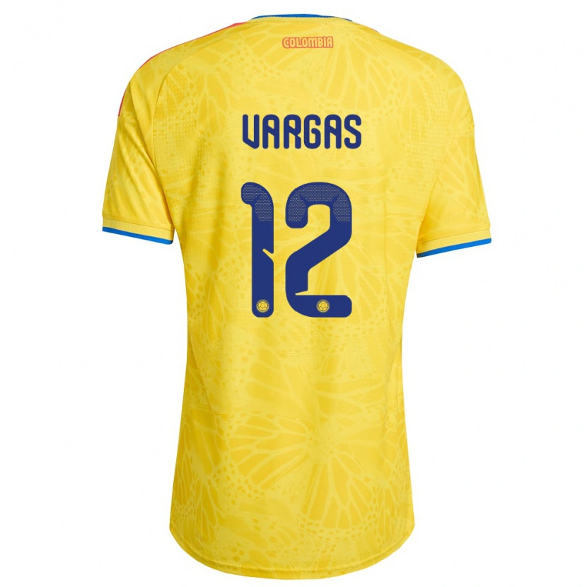 Danxen Dětské Kolumbie Camilo Vargas #12 Žlutá Modrá Červená Domů Hráčské Dresy 26-28 Dres