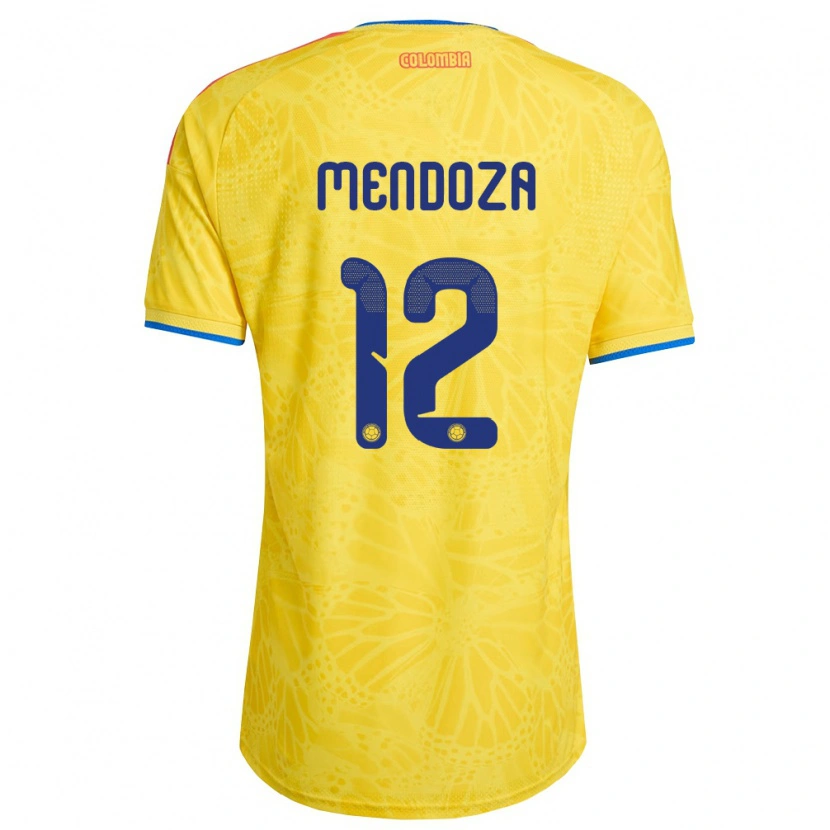 Danxen Dětské Kolumbie Jorman Mendoza #12 Žlutá Modrá Červená Domů Hráčské Dresy 26-28 Dres