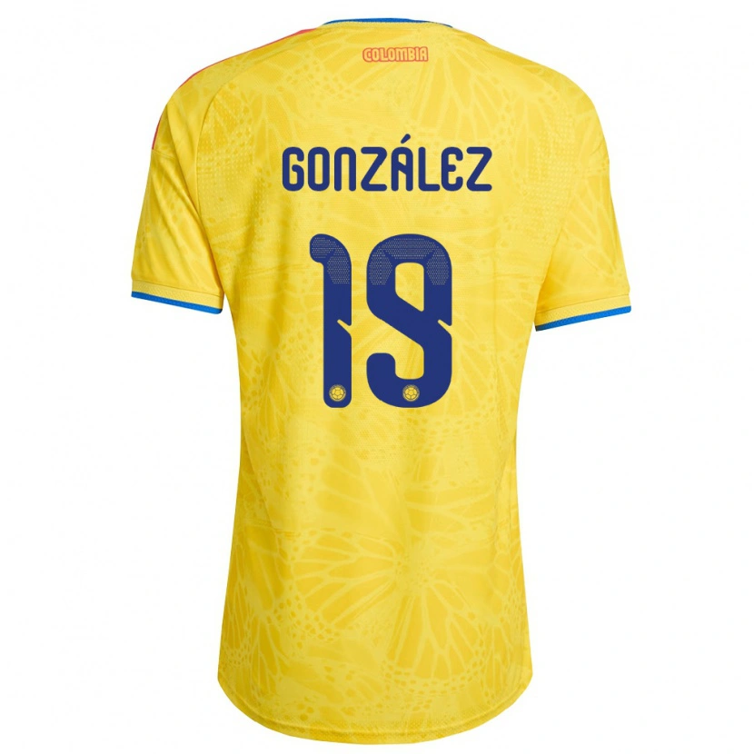 Danxen Dětské Kolumbie Kener González #19 Žlutá Modrá Červená Domů Hráčské Dresy 26-28 Dres