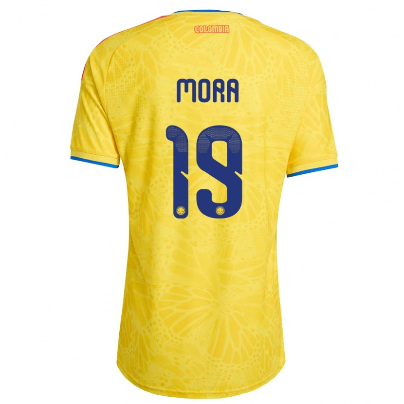 Danxen Dětské Kolumbie Ángel Mora #19 Žlutá Modrá Červená Domů Hráčské Dresy 26-28 Dres