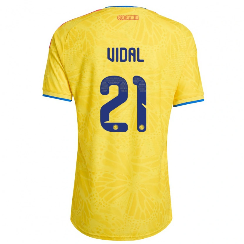 Danxen Dětské Kolumbie Ingrid Vidal #21 Žlutá Modrá Červená Domů Hráčské Dresy 26-28 Dres