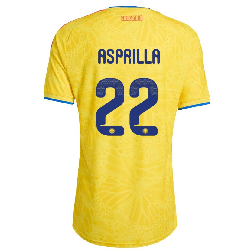 Danxen Dětské Kolumbie Yáser Asprilla #22 Žlutá Modrá Červená Domů Hráčské Dresy 26-28 Dres