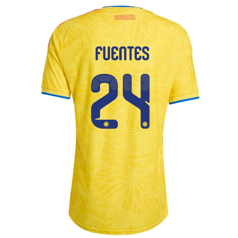 Danxen Dětské Kolumbie Gabriel Fuentes #24 Žlutá Modrá Červená Domů Hráčské Dresy 26-28 Dres