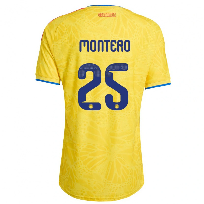 Danxen Dětské Kolumbie Álvaro Montero #25 Žlutá Modrá Červená Domů Hráčské Dresy 26-28 Dres