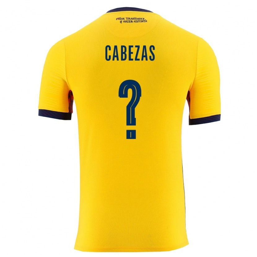 Danxen Dětské Ekvádor David Cabezas #0 Žlutá Námořnická Domů Hráčské Dresy 26-28 Dres