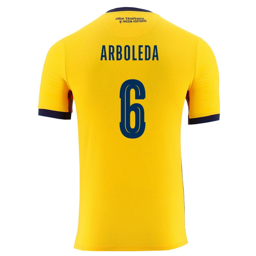 Danxen Dětské Ekvádor Edu Arboleda #6 Žlutá Námořnická Domů Hráčské Dresy 26-28 Dres