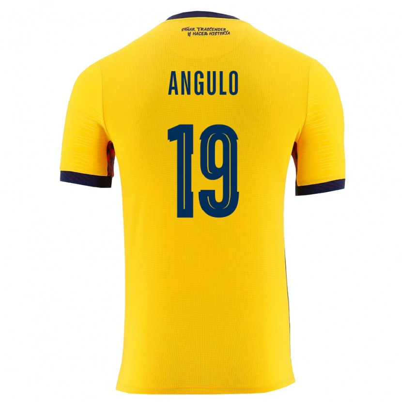 Danxen Dětské Ekvádor Juan Angulo #19 Žlutá Námořnická Domů Hráčské Dresy 26-28 Dres