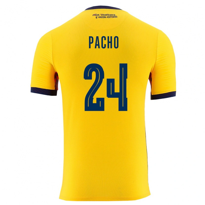 Danxen Dětské Ekvádor William Pacho #24 Žlutá Námořnická Domů Hráčské Dresy 26-28 Dres