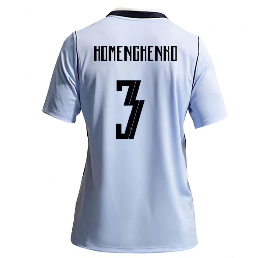 Danxen Dětské Uruguay Santiago Homenchenko #3 Nebeská Modrá Bílá Domů Hráčské Dresy 26-28 Dres