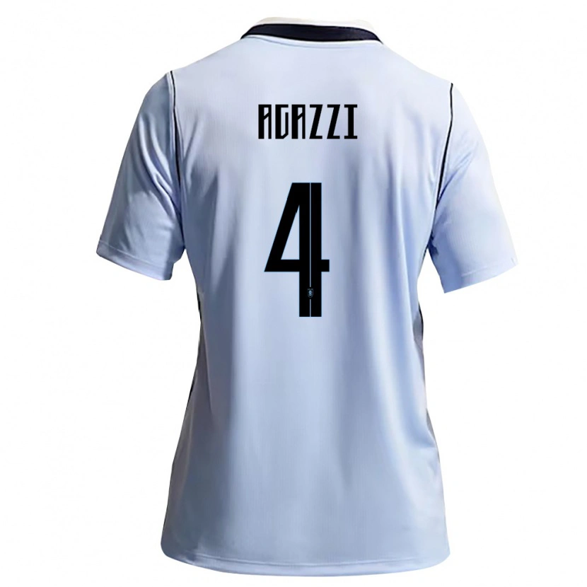 Danxen Dětské Uruguay Lucas Agazzi #4 Nebeská Modrá Bílá Domů Hráčské Dresy 26-28 Dres