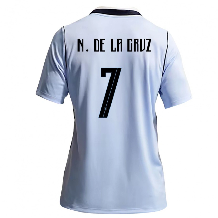 Danxen Dětské Uruguay Nicolás De La Cruz #7 Nebeská Modrá Bílá Domů Hráčské Dresy 26-28 Dres