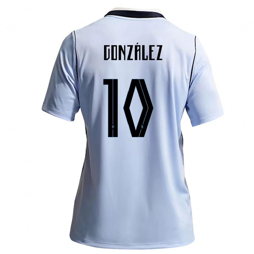 Danxen Dětské Uruguay Franco Gonzalez #10 Nebeská Modrá Bílá Domů Hráčské Dresy 26-28 Dres