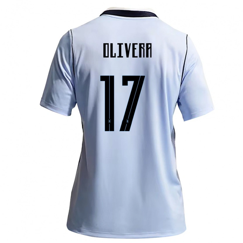 Danxen Dětské Uruguay Cristian Olivera #17 Nebeská Modrá Bílá Domů Hráčské Dresy 26-28 Dres