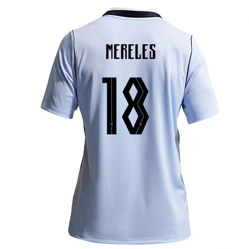 Danxen Dětské Uruguay Exequiel Mereles #18 Nebeská Modrá Bílá Domů Hráčské Dresy 26-28 Dres